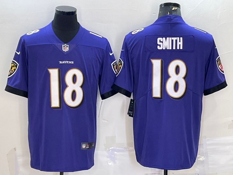Men's Baltimore Ravens Roquan Smith #18 Purple Game Jersey1