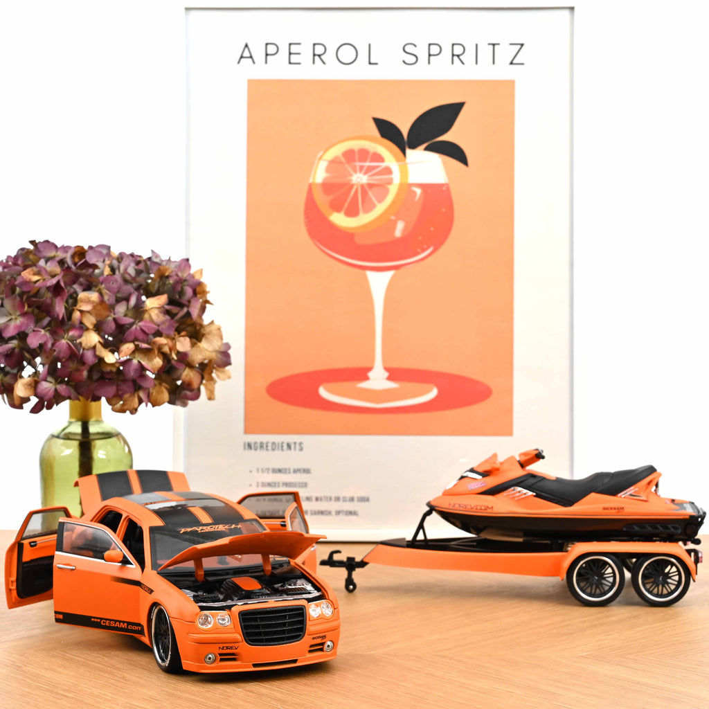 Chrysler 300C Norev by Parotech+Jet Ski Parotech Orange/Black 1:18