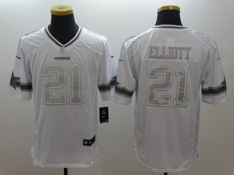 Men's Dallas Cowboys Ezekiel Elliott #21 White Game Team Jersey1