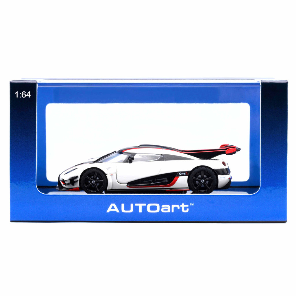 Koenigsegg One : 1 Blanc Galet/Noir Carbone/Accents rouges 1:64
