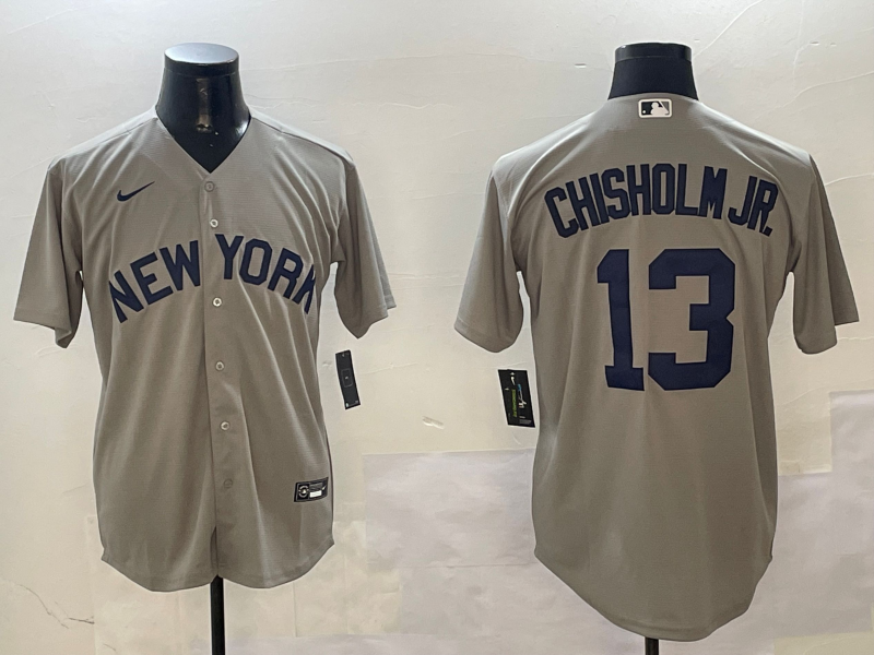 Men's New York Yankees Jazz Chisholm Jr. #13 Gray Away Limited Player Jersey
