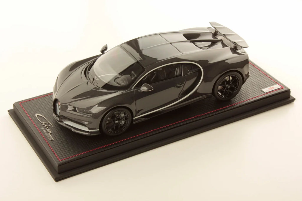 MR Bugatti Chiron Sport Carbone Gris avec Cadre Gris Rafale - Limité à 49 pcs