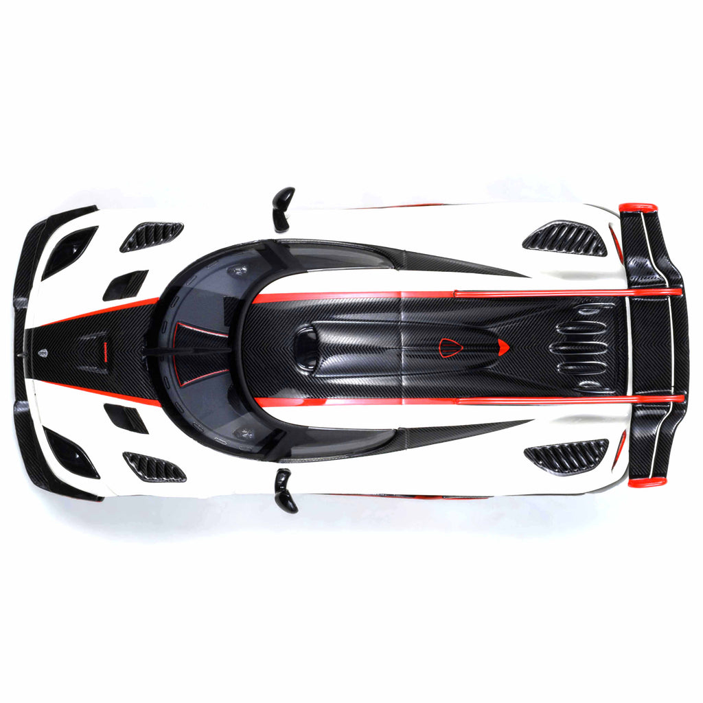 Koenigsegg One : 1 Blanc Galet/Noir Carbone/Accents rouges 1:64