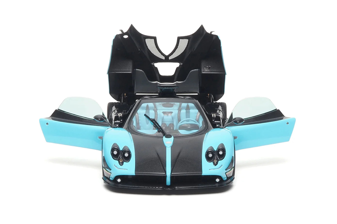 Pre-order BBR Pagani Zonda Uno Coupe Turchese and carbon, Fully Open - Limited Edition