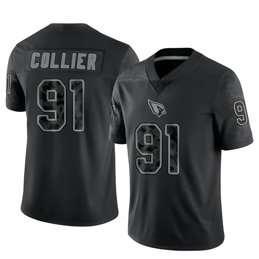A.Cardinals #91 L.J. Collier Player Black RFLCTV Limited Football Jerseys