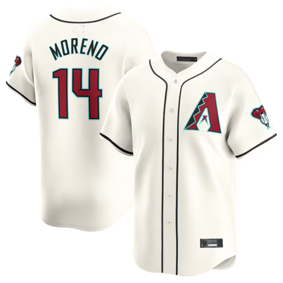 A.Diamondbacks #14 Gabriel Moreno White Home Limited Player Baseball Jerseys