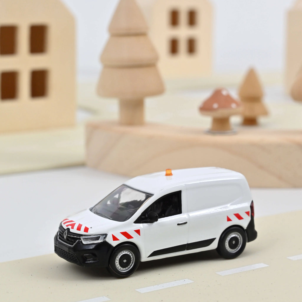 Renault Kangoo Van 2023 Blanc avec rayures rouges 1:64