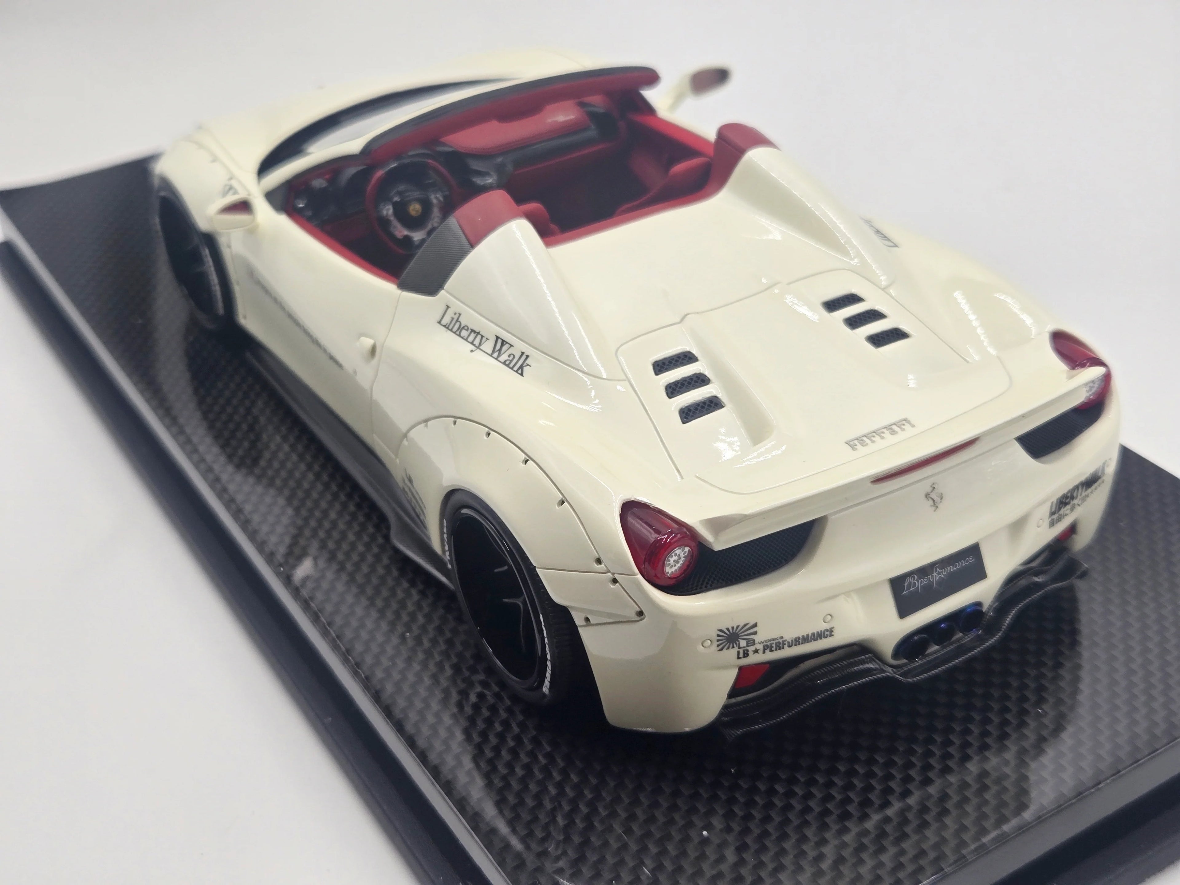 Ferrari 458 Spider Liberty Walk Performance, White on Carbon Base - Ltd 10 pcs by LB Work