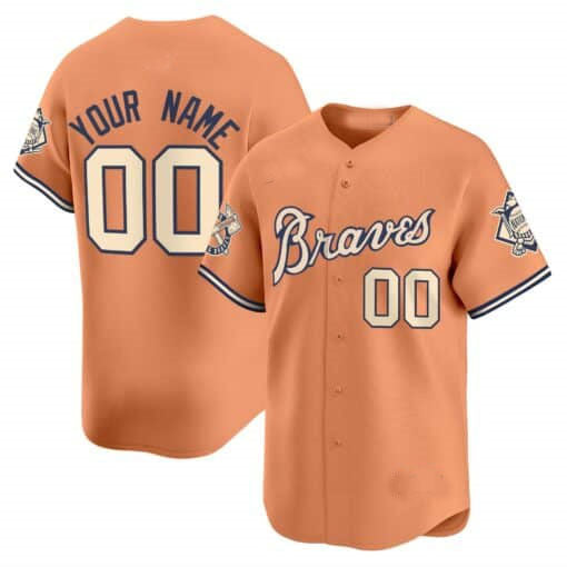 Custom A.Braves Peaches n���� Cream Vapor Premier Limited ��C All Stitched Baseball Jerseys