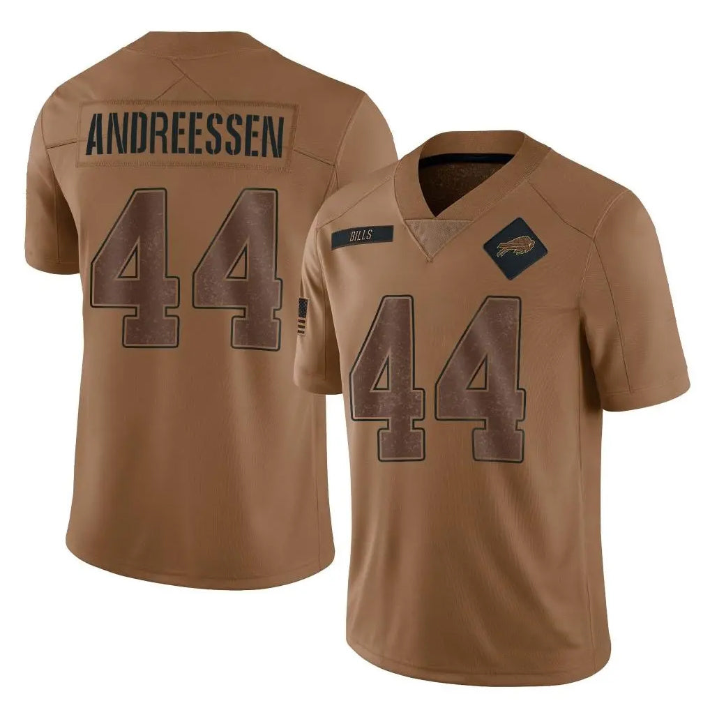 B.Bills #44 Joe Andreessen Player Brown Salute To Service Limited Football Jerseys