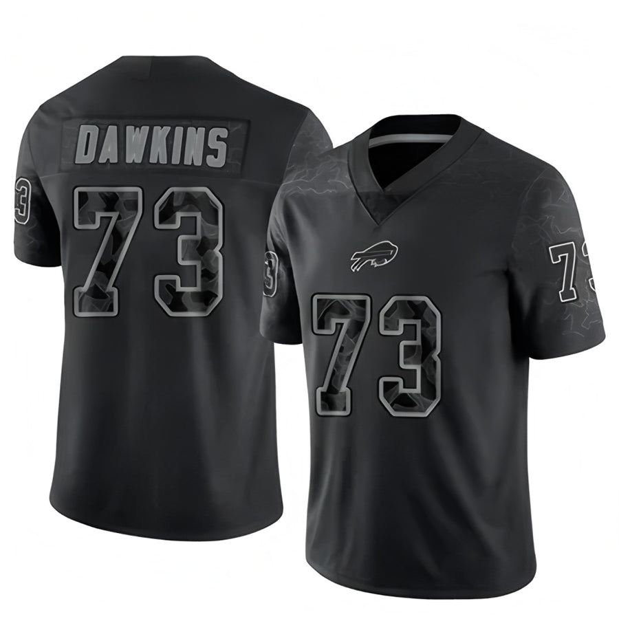B.Bills #73 Dion Dawkins Player Black RFLCTV Limited Football Jerseys