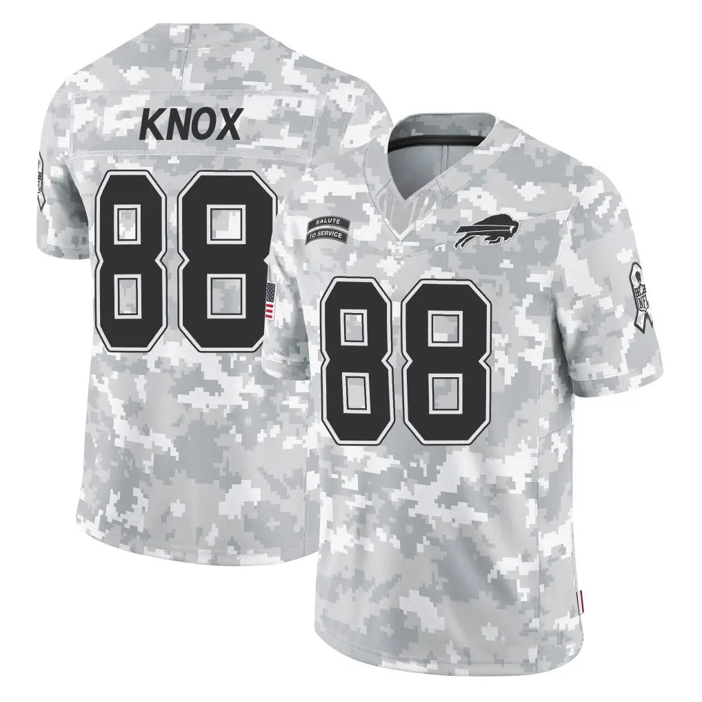 B.Bills #88 Dawson Knox Player Arctic Camo Salute to Service Limited Football Jerseys