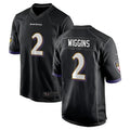 B.Ravens #2 Nate Wiggins Player Black Game Football Jerseys