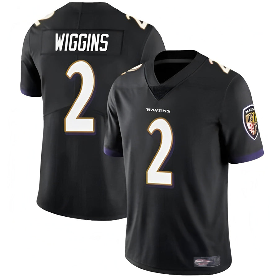 B.Ravens #2 Nate Wiggins Player Vapor F.U.S.E. Limited Black Football Jerseys