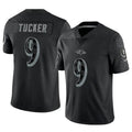 B.Ravens #9 Justin Tucker Player RFLCTV Limited Black Football Jerseys