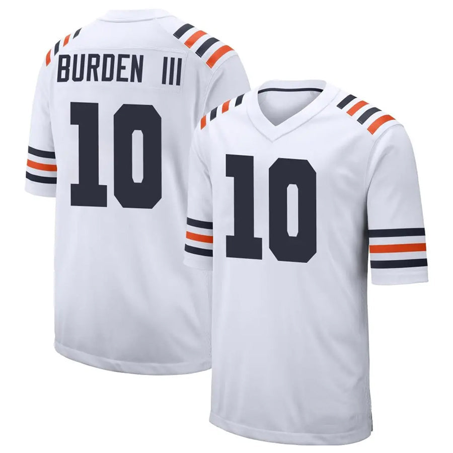 C.Bears #10 Luther Burden III Player White Alternate Classic Game Football Jerseys