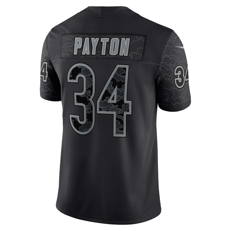 C.Bears #34 Walter Payton Player Black RFLCTV Limited Game Football Jerseys