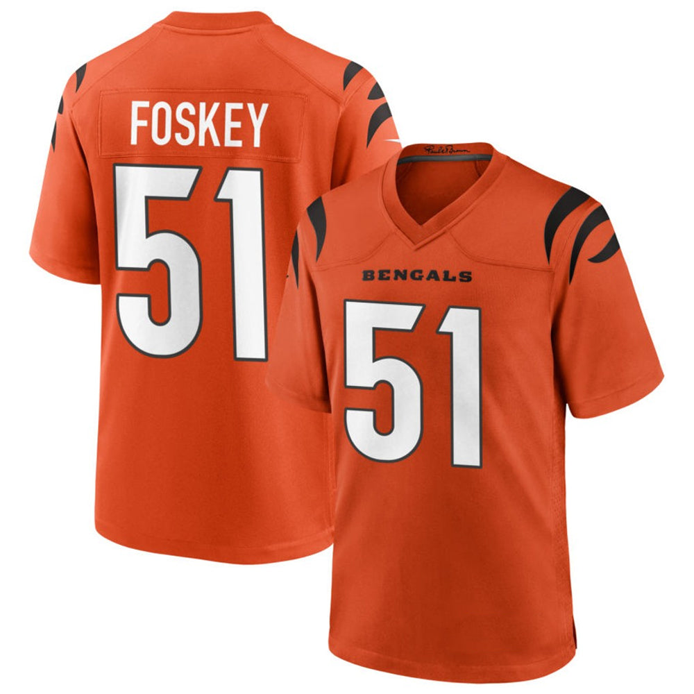 C.Bengals #51 Isaiah Foskey Player Orange Home Game Football Jerseys