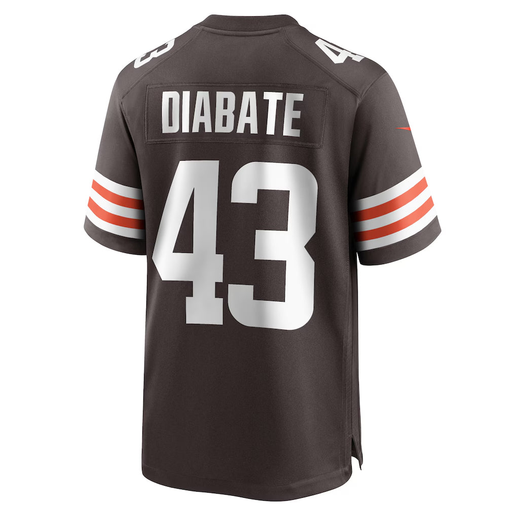C.Browns #43 Mohamoud Diabate Player Brown Home Game Football Jerseys