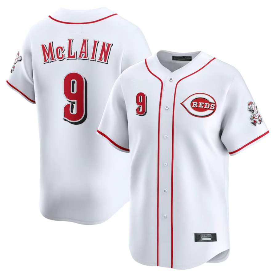 C.Reds #9 Matt McLain Player White Home Replica Limited Baseball Jerseys