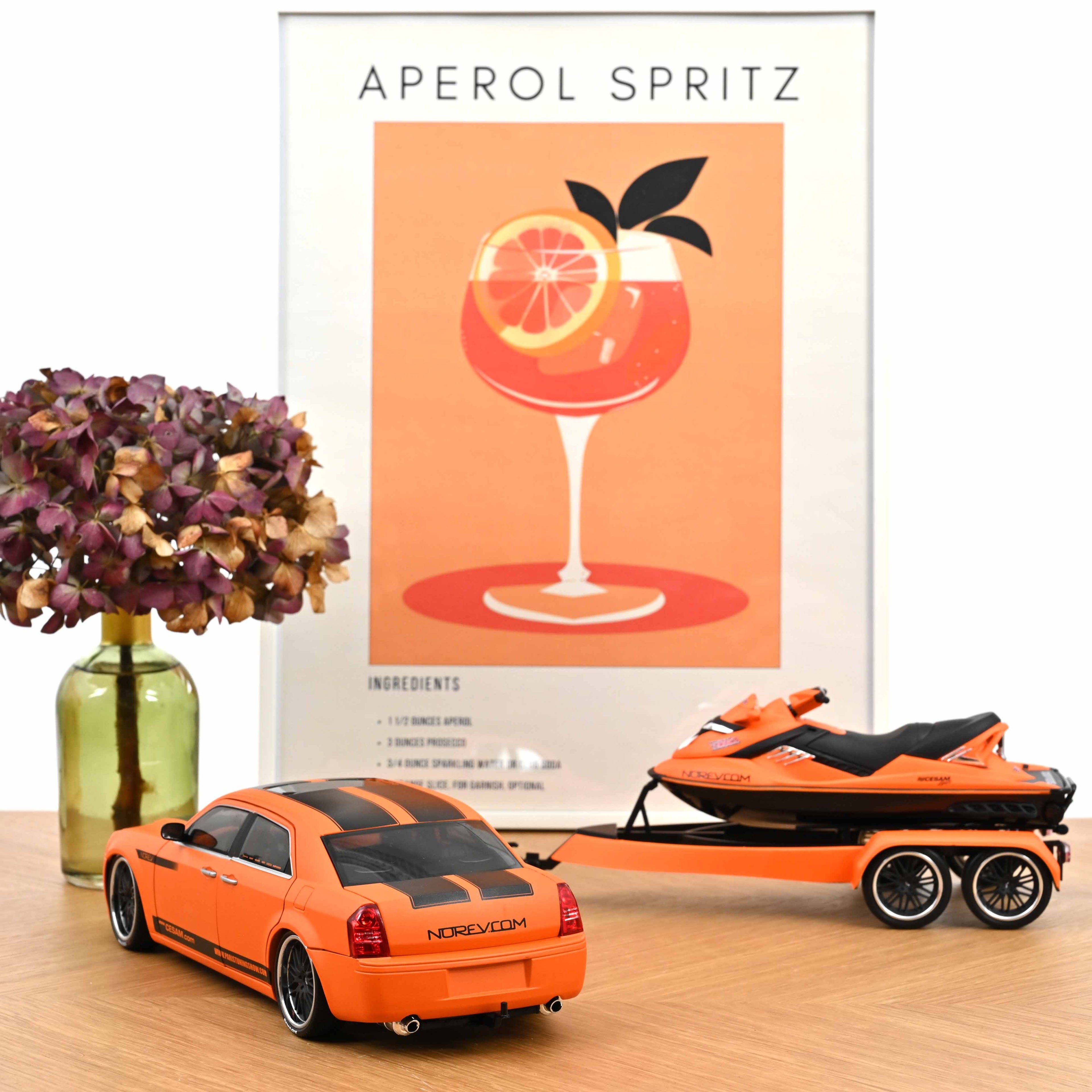 Chrysler 300C Norev by Parotech+Jet Ski Parotech Orange/Black 1:18