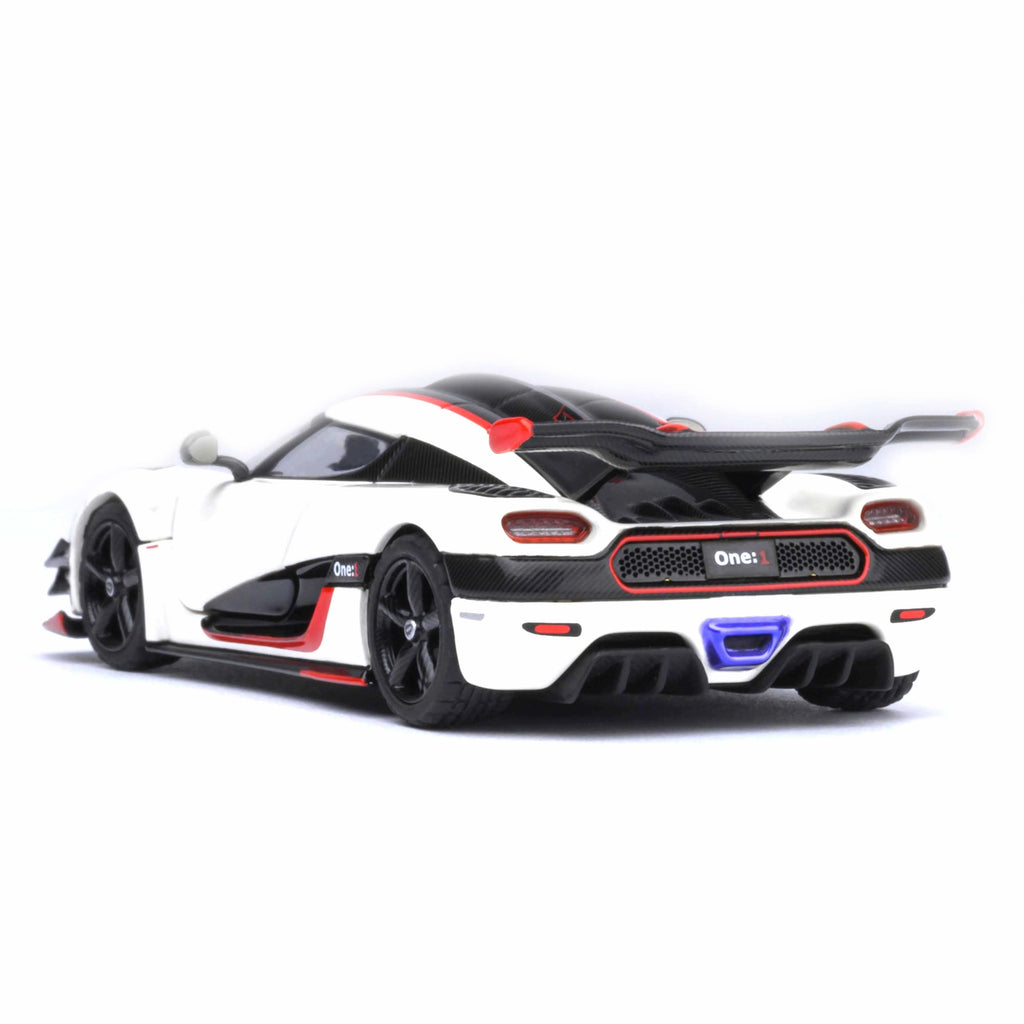 Koenigsegg One : 1 Blanc Galet/Noir Carbone/Accents rouges 1:64