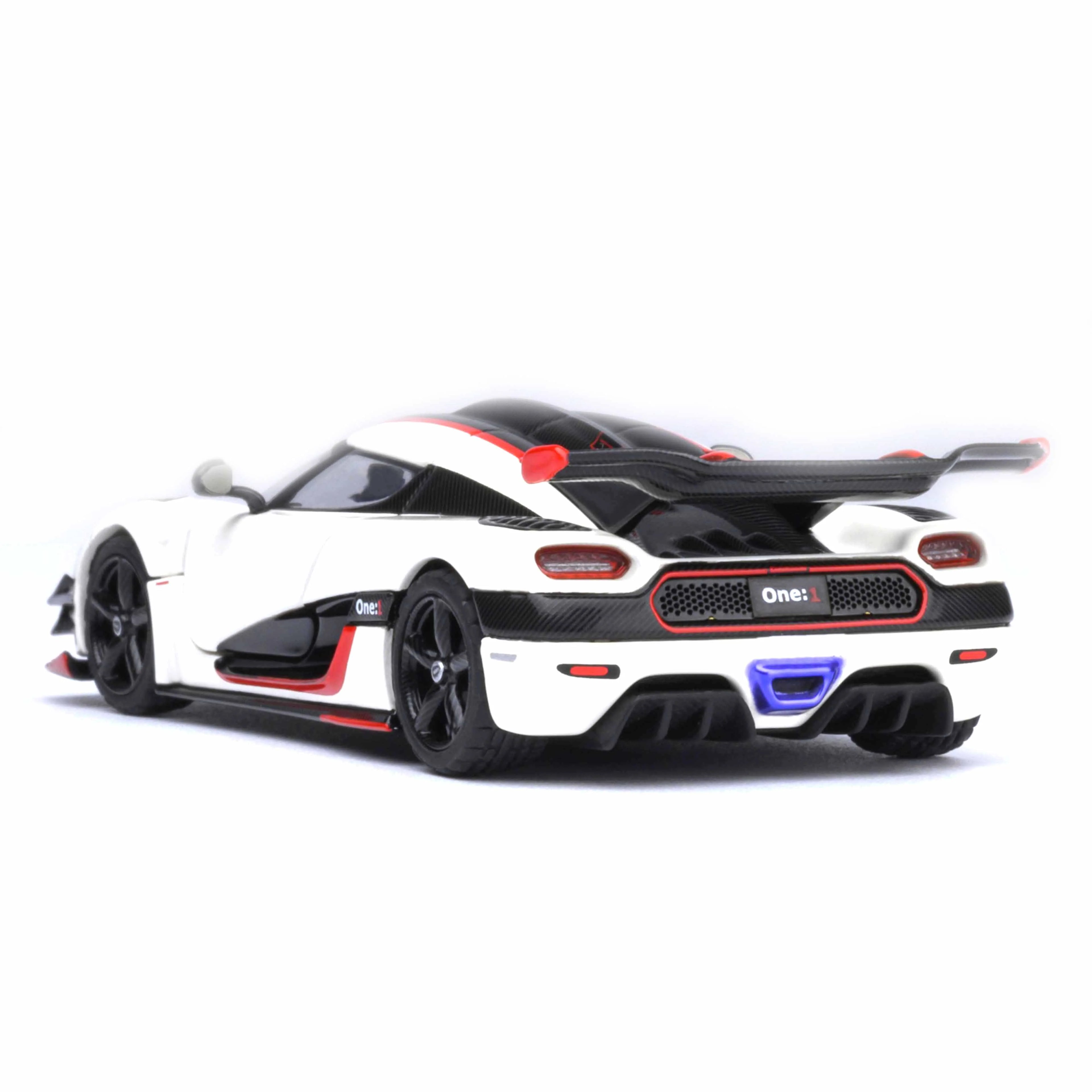 Koenigsegg One : 1 Blanc Galet/Noir Carbone/Accents rouges 1:64