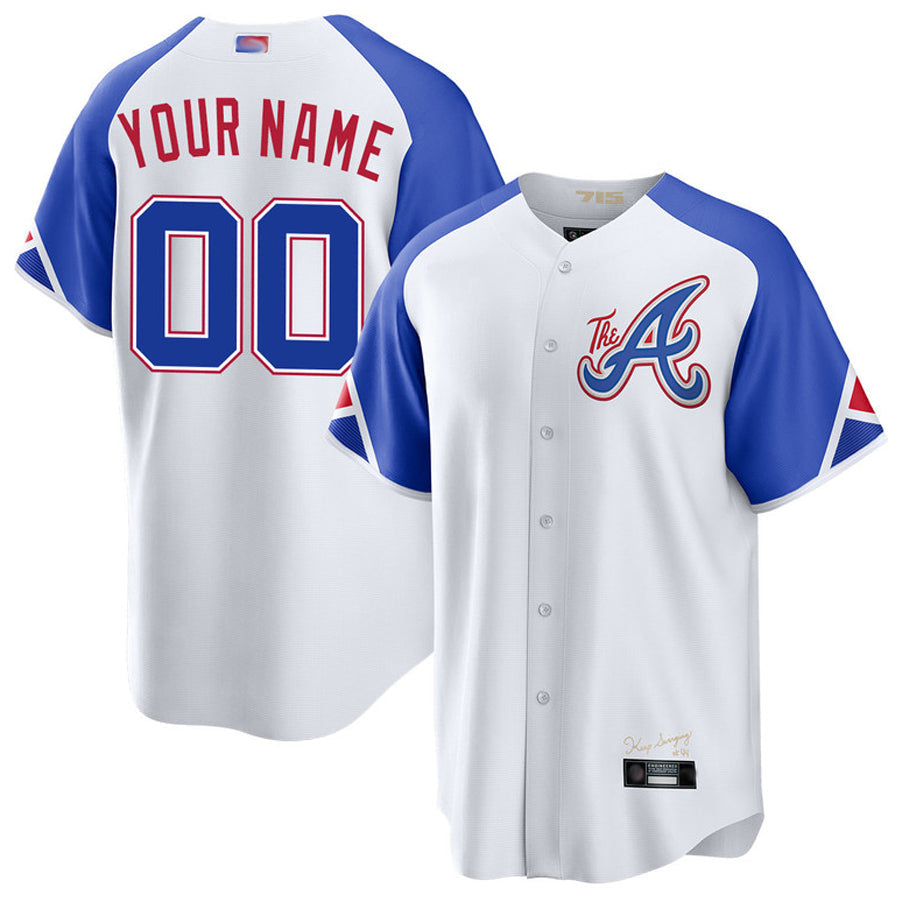 Custom A.Braves White City Connect Personalized Baseball Jerseys