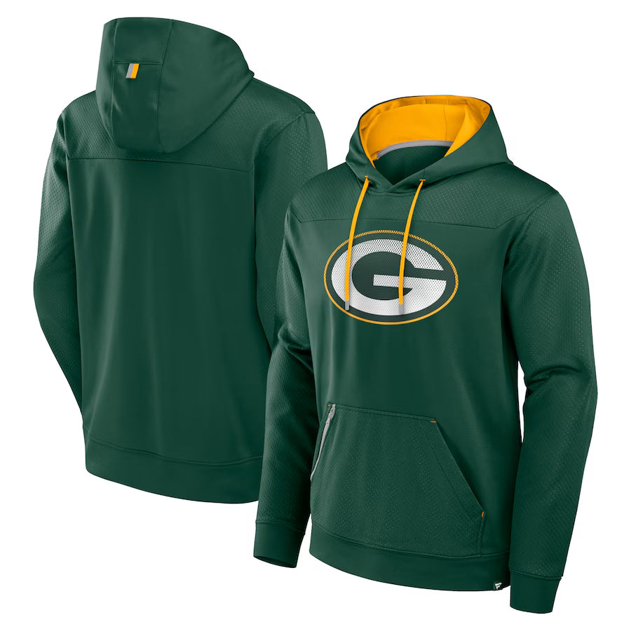 Custom GB.Packers Green Defender Pullover Hoodie Game Football Jerseys