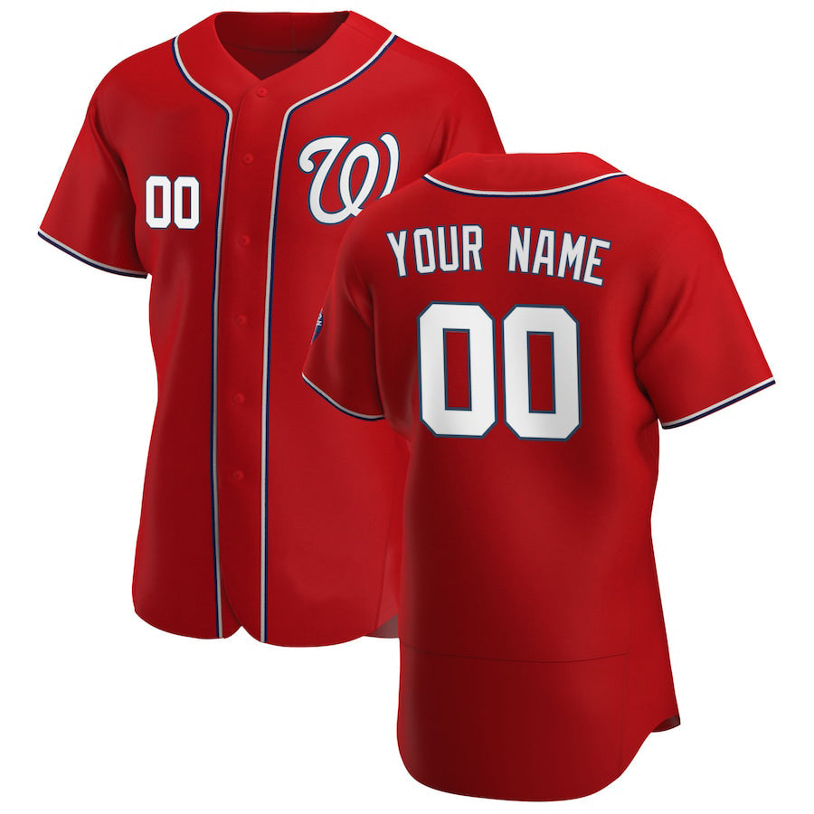 Custom W.Nationals Scarlet Home Limited Baseball Jerseys
