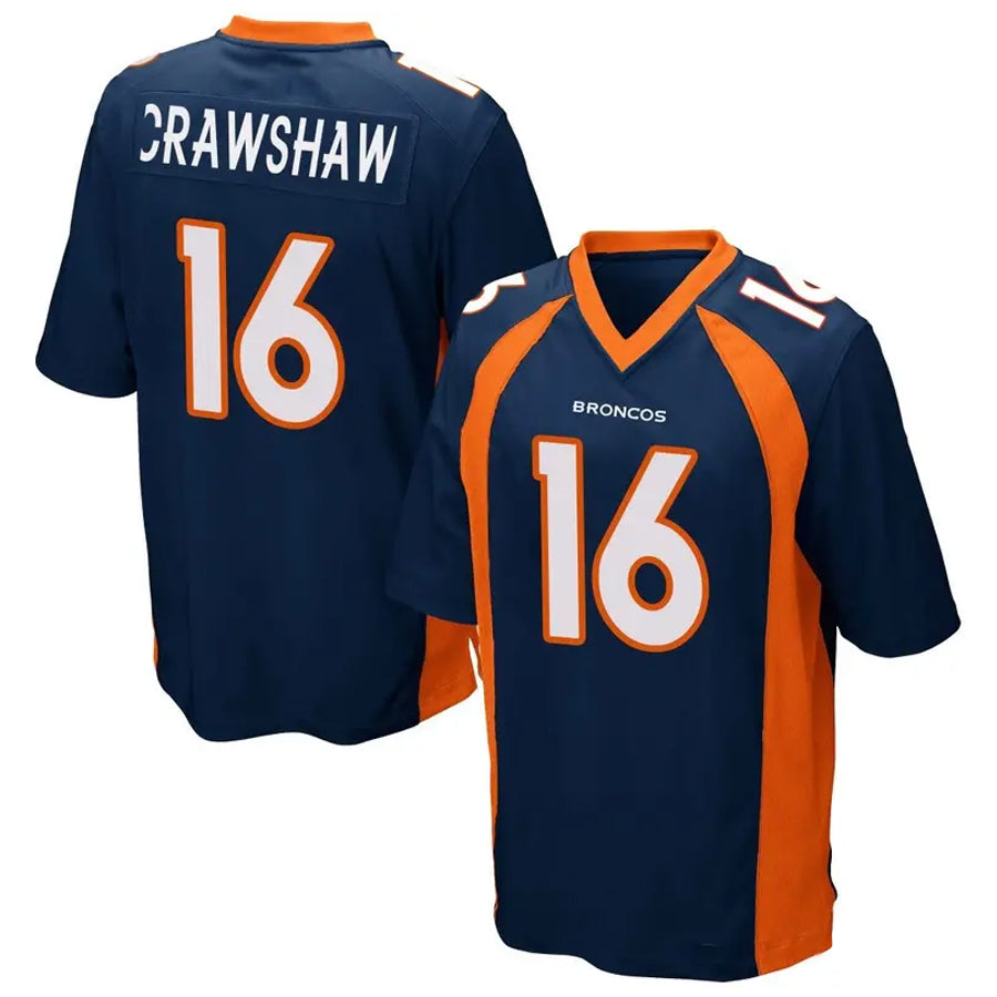 D.Broncos #16 Jeremy Crawshaw Player Navy Game Football Jerseys