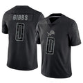 D.Lions #0 Jahmyr Gibbs Player Black REFLECTIVE Limited Football Jerseys