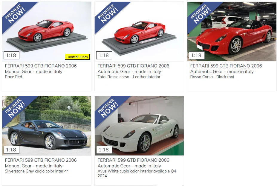 Pre-order BBR Ferrari 599 GTB Fiorano 2006 - Limited Edition