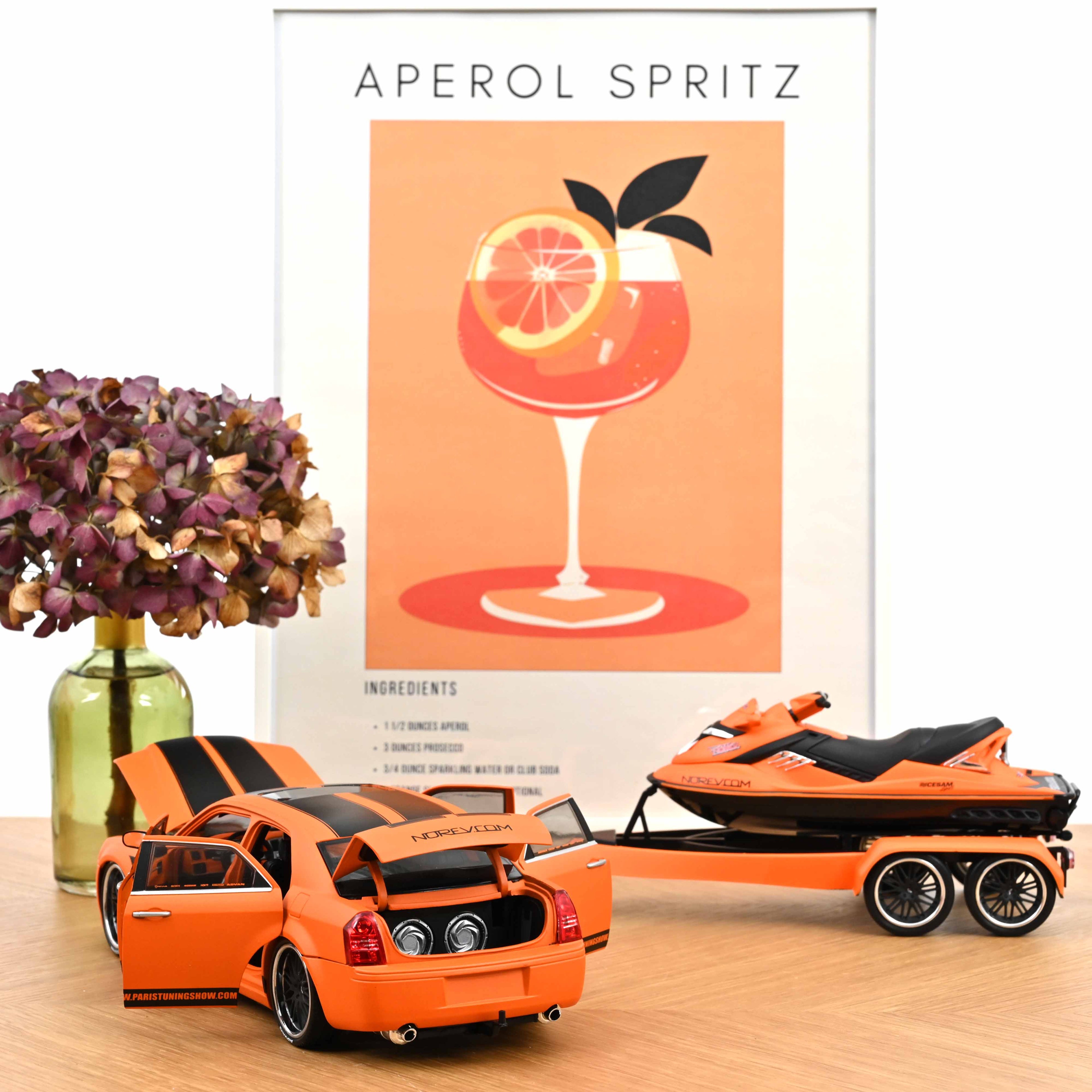 Chrysler 300C Norev by Parotech+Jet Ski Parotech Orange/Black 1:18