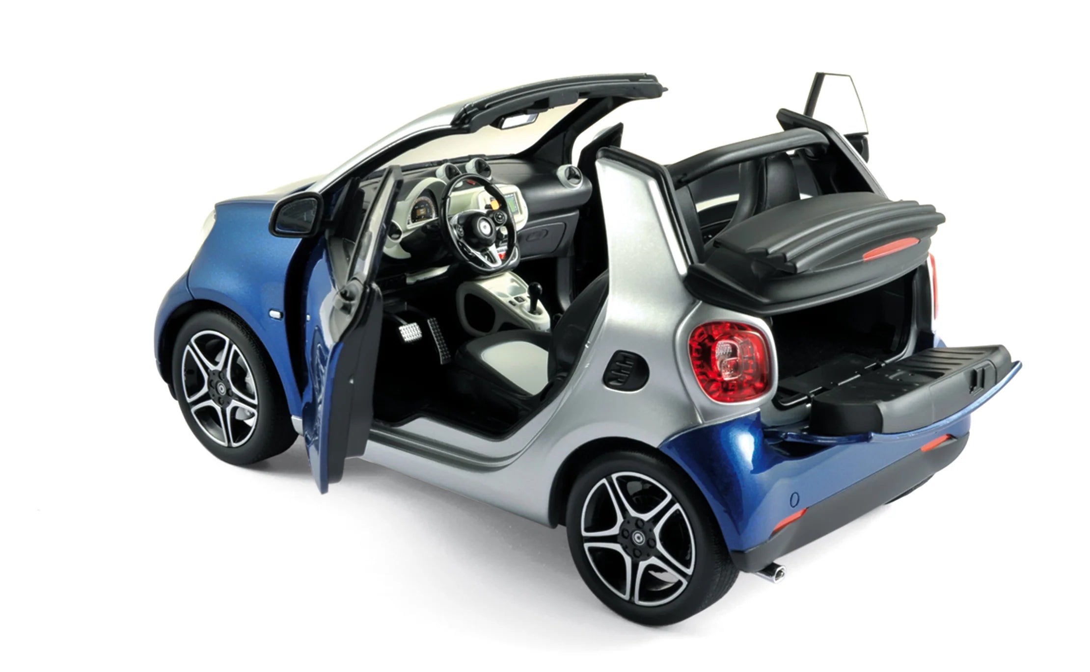 Smart Fortwo Cabrio 2015 Blau/Silber 1:18