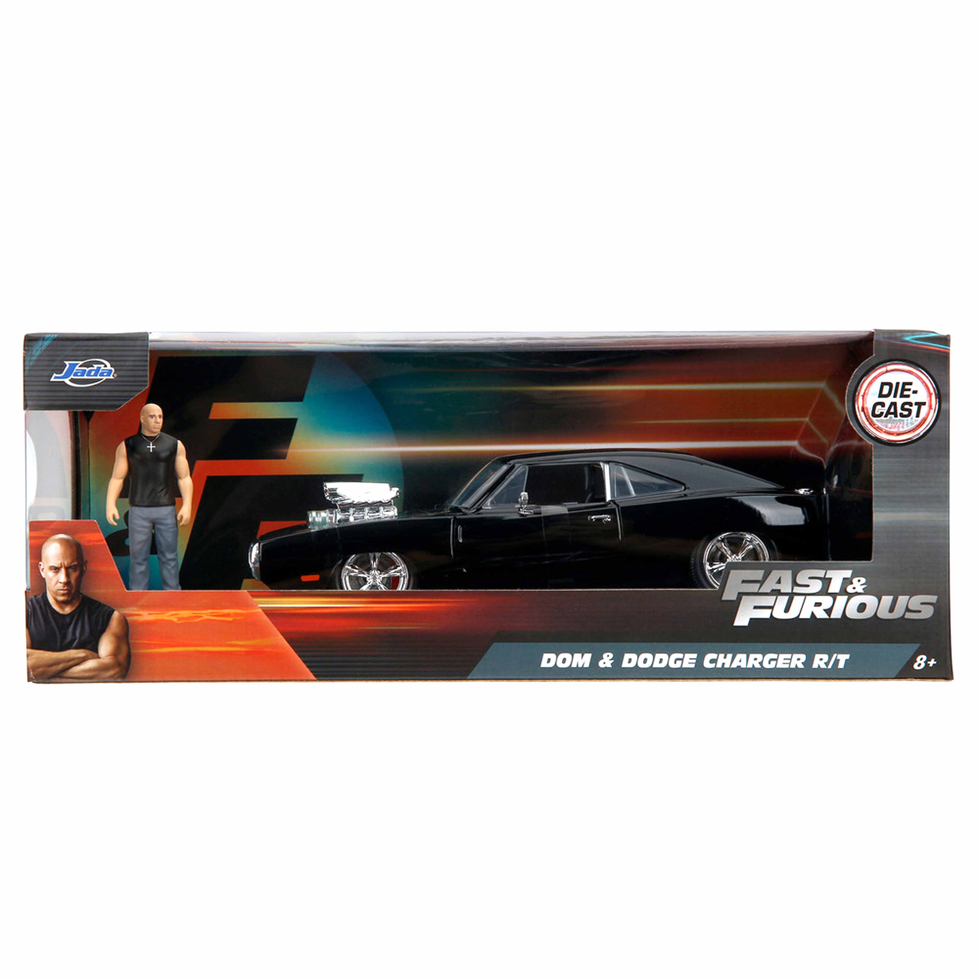 Dodge Charger mit Dom-Figur Schwarz Fast&Furious 1970 1:24
