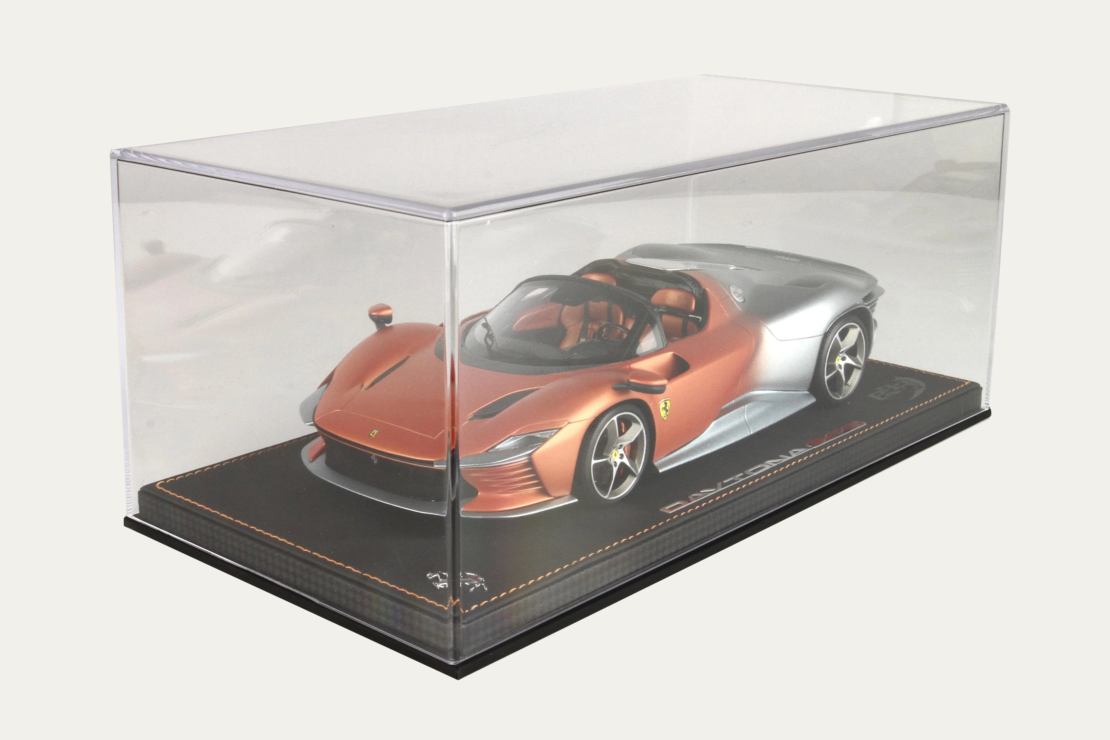 BBR Ferrari Daytona SP3 Icona Metallic Silver and Orange - Limited 99 pcs with Display Case