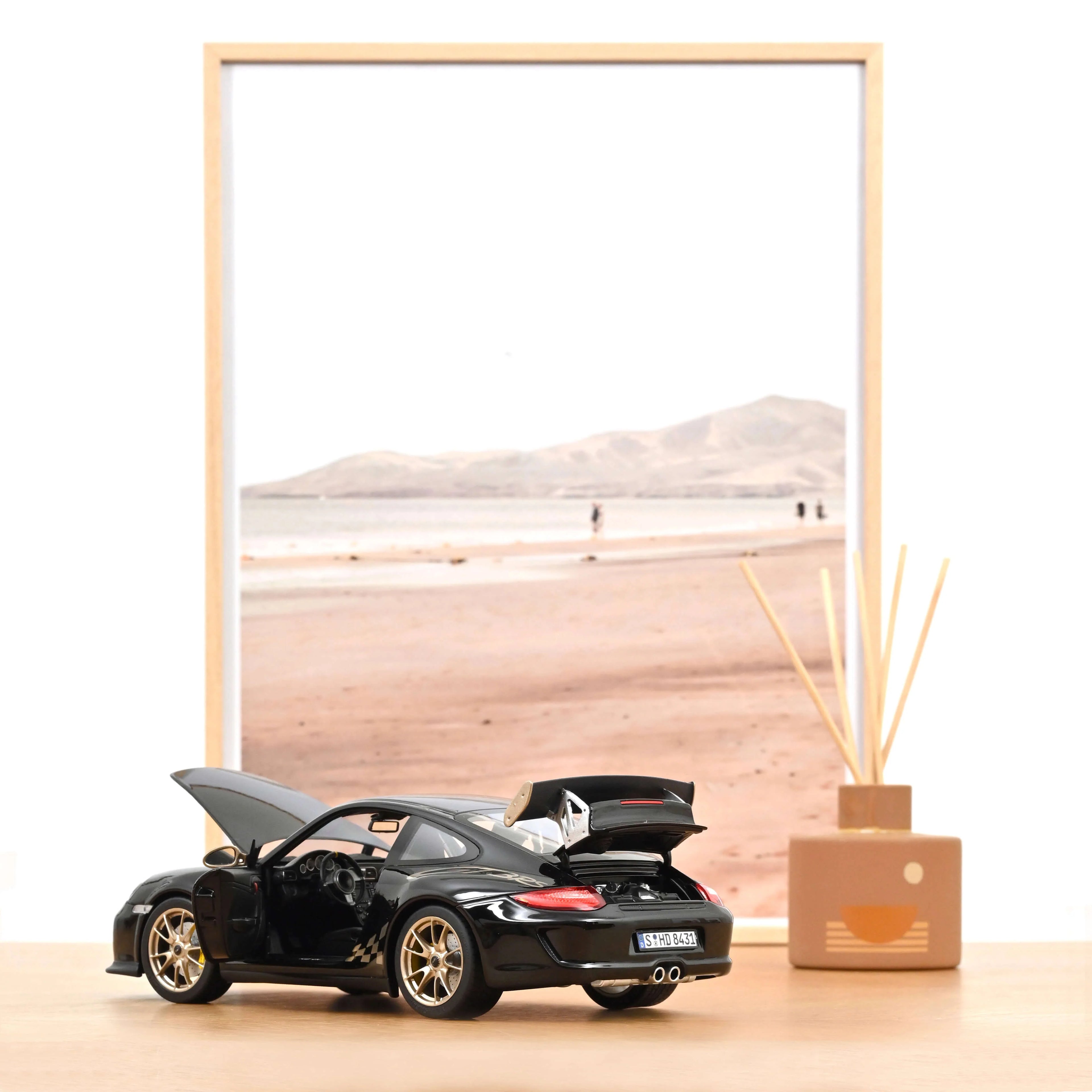 Porsche 911 GT3 RS 2009 Noir et or blanc métallisé 1:18