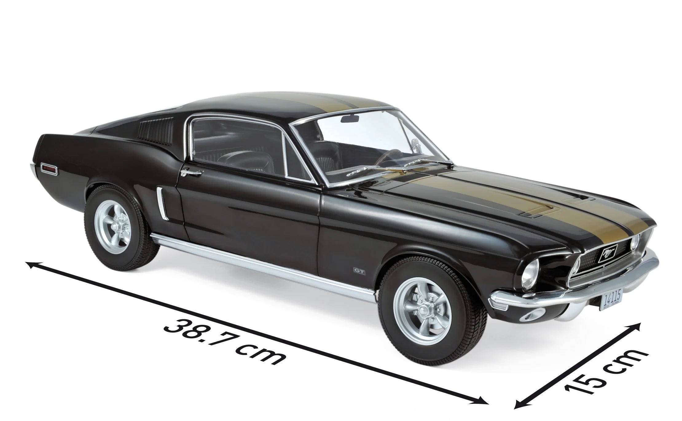 Ford Mustang Fastback 1968 Black&Gold 1:12 - 100pcs