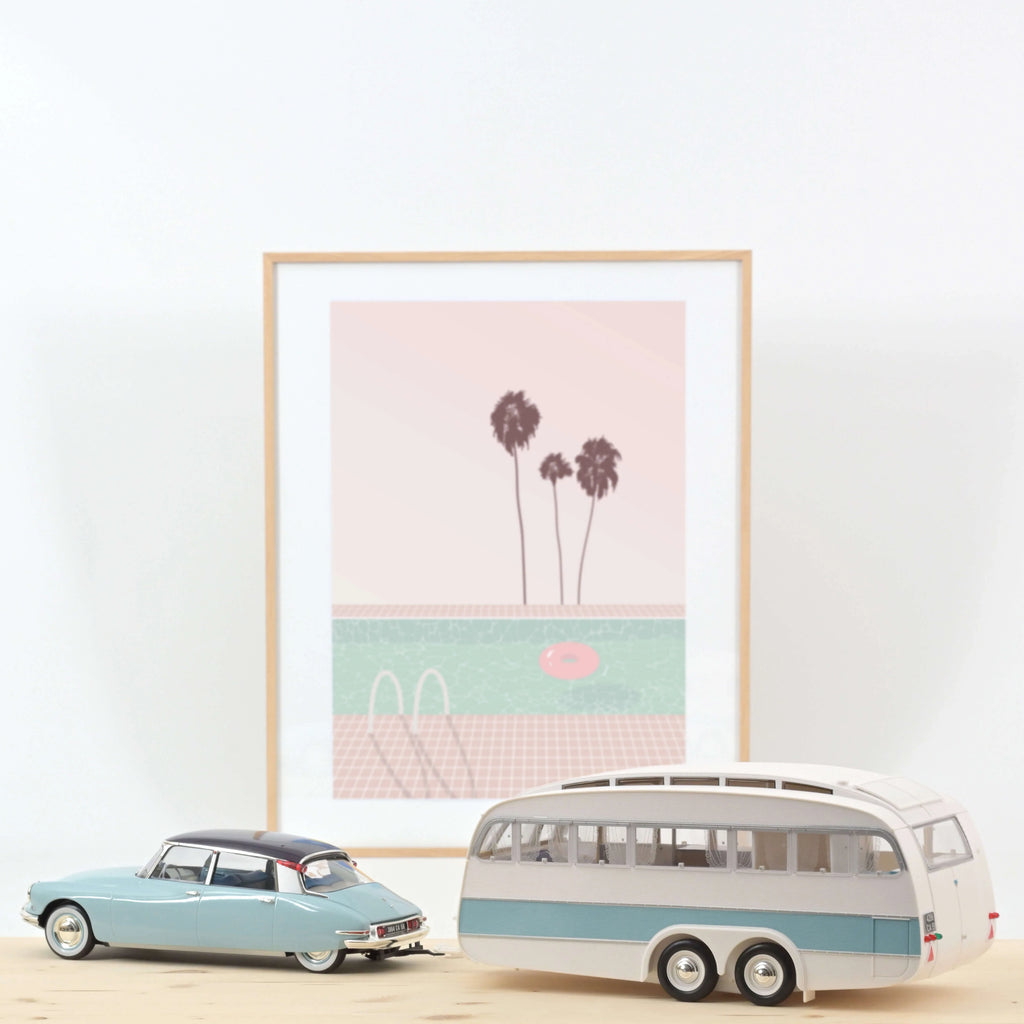Citroën DS 19 1959 Nuage Blue and Purple + Caravane Hénon 1:18