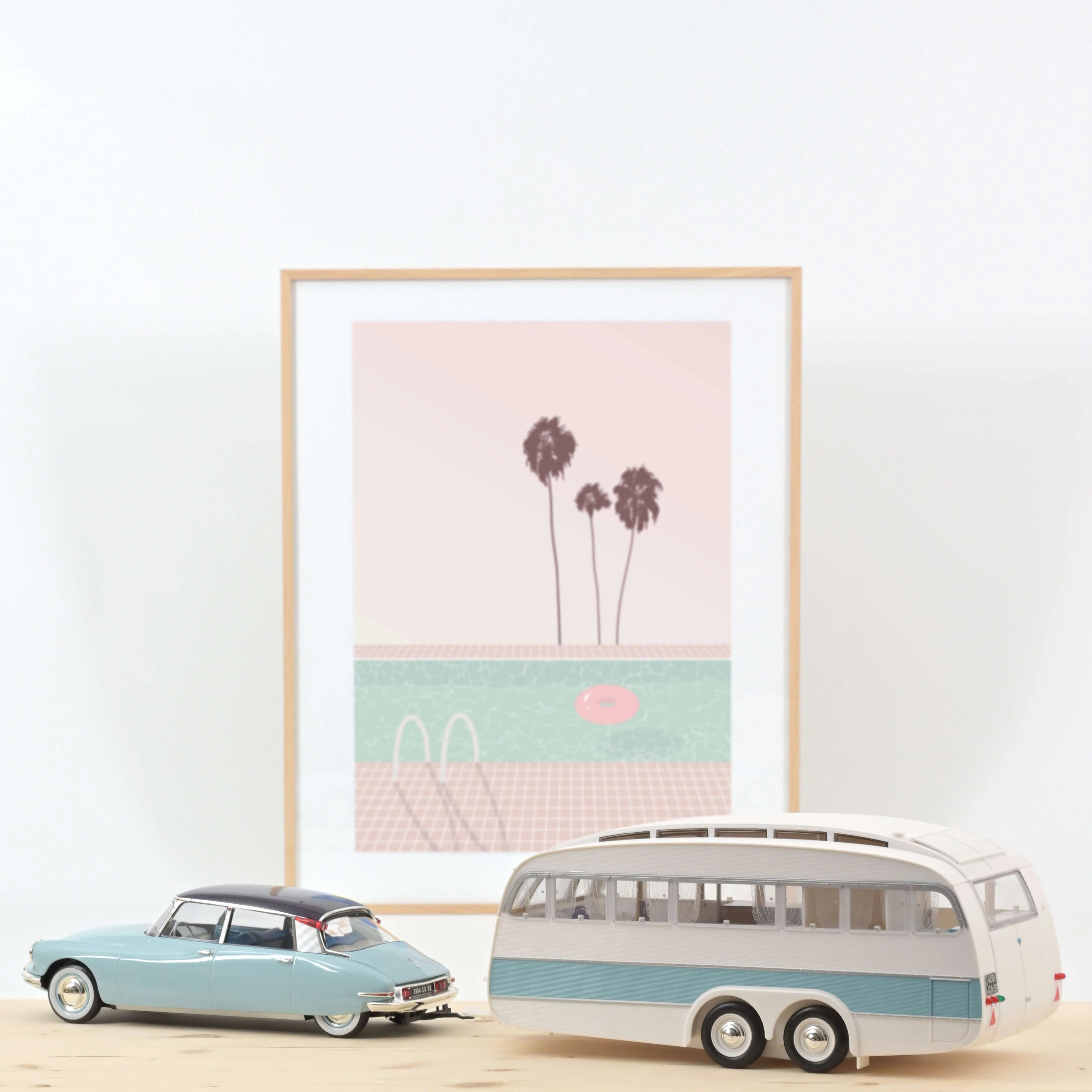 Citroën DS 19 1959 Nuage Blue and Purple + Caravane Hénon 1:18