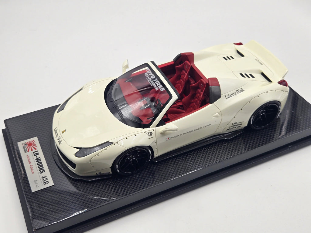 Ferrari 458 Spider Liberty Walk Performance, White on Carbon Base - Ltd 10 pcs by LB Work