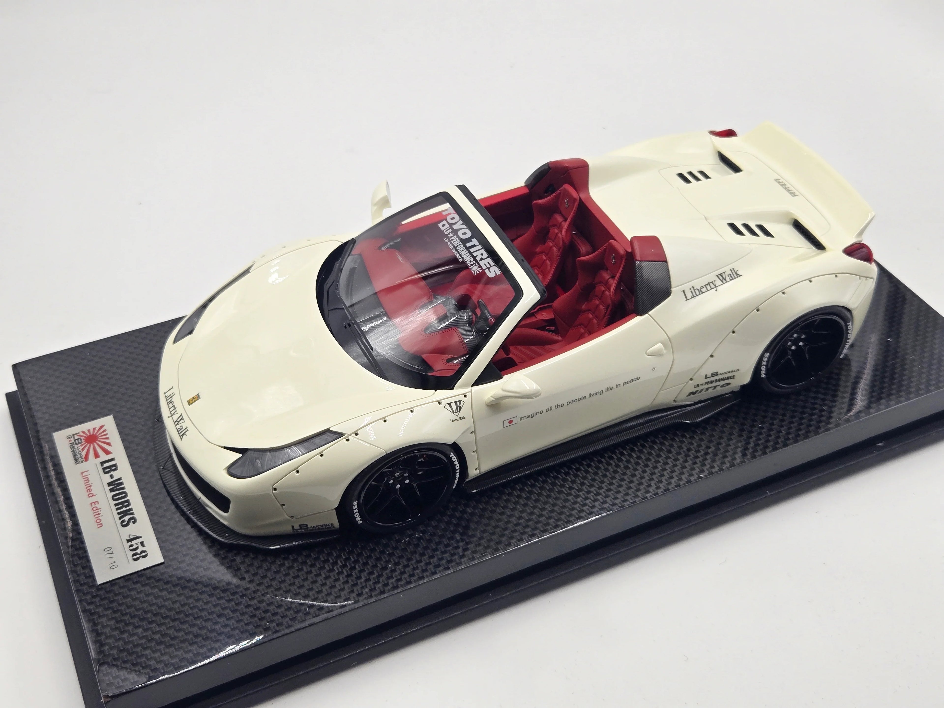 Ferrari 458 Spider Liberty Walk Performance, White on Carbon Base - Ltd 10 pcs by LB Work