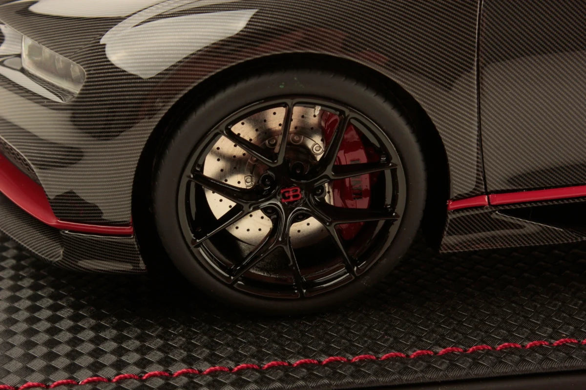 MR Bugatti Chiron Sport Grey Carbon w/ Italian Red Frame - Limited 49 pcs