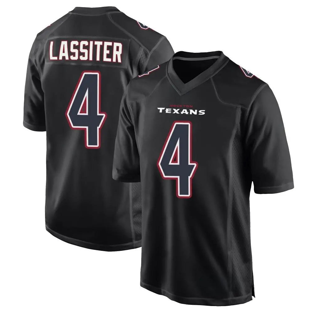 H.Texans #4 Kamari Lassiter Player Black Fashion Game Football Jerseys
