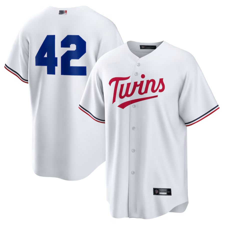 M.Twins #42 Player White Home 2025 Jackie Robinson Day Replica Baseball Jerseys