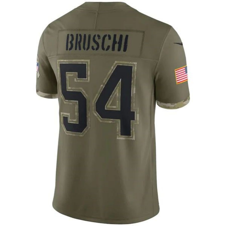 #54 Tedy Bruschi Player NE.Patriots Olive Salute To Service Limited Football Jerseys