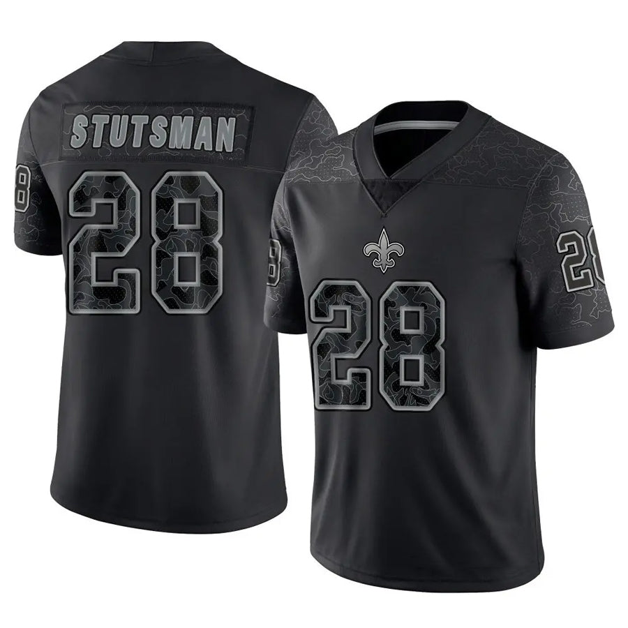 NO.Saints #28 Danny Stutsman Player Black RFLCTV Limited Football Jerseys