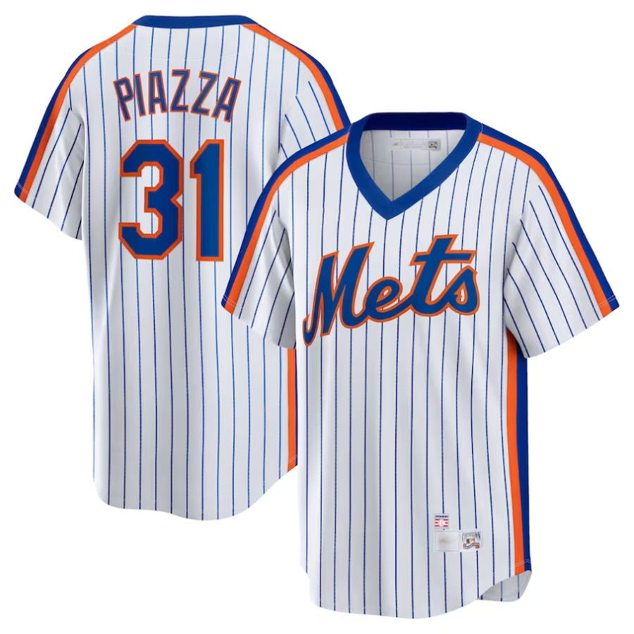 NY.Mets #31 Mike Piazza Player White Home Cooperstown Collection Baseball Jerseys