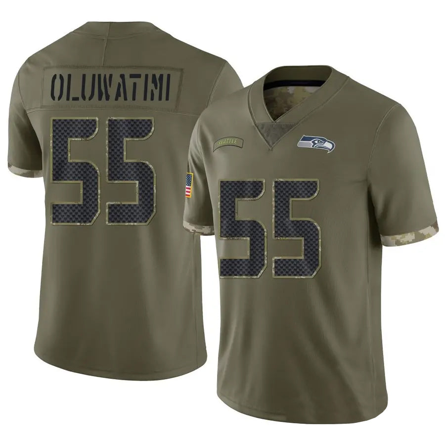S.Seahawks #55 Olu Oluwatimi Player Salute to Service Olive Football Jerseys